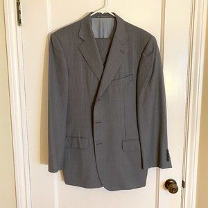 100% Wool Ermenegildo Zegna Suit - 42R - 32/32 - Charcoal with light stripes